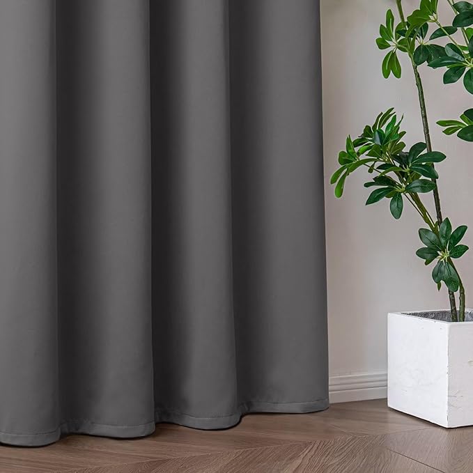 IGEMAEVE Light Grey Blackout Curtains 84 Inch Length 2 Panels Set, Grommet