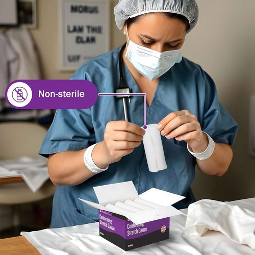 Conforming Stretch Gauze Rolls - 3 Inch White Non-Sterile Wrap | Pack of 12 for Wound Care