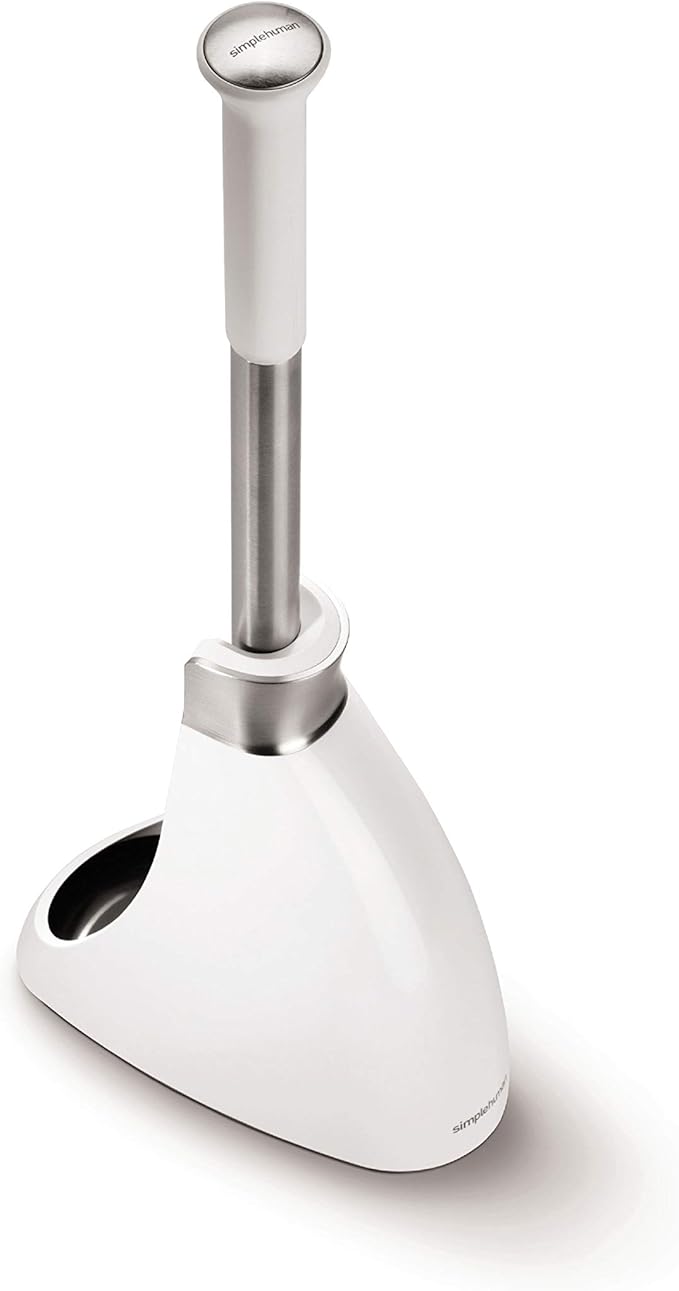 simplehuman Replacement Toilet Brush Head, Easy Screw On, Stiff Outer Bristles, White Plastic