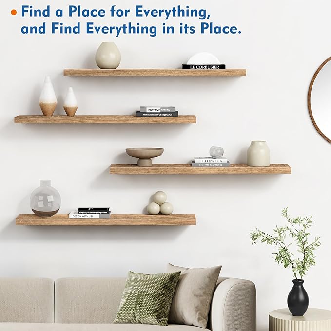Harwaya Light Wood Floating Shelves