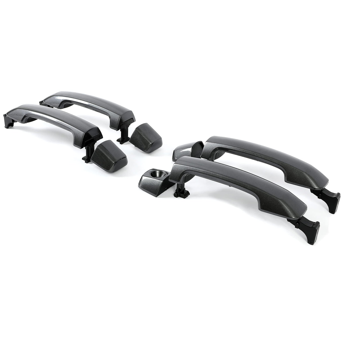 ECOTRIC Exterior Door Handles Kit Assembly Compatible with 2011-2022 Toyota Tundra Crewmax/Sequoia W/O Passenger Keyhole Dark Gray Replacement for 81295 692100C010 692170C030 692170C010