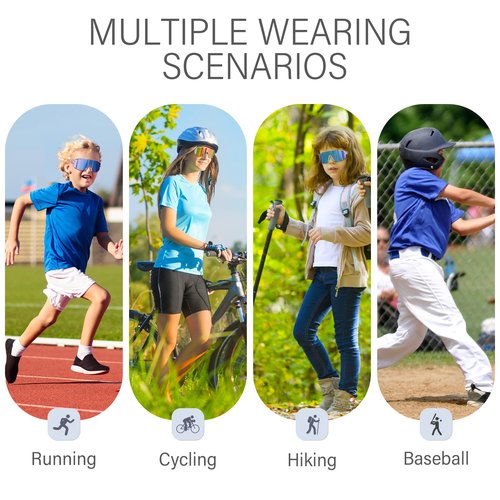 CMBJJU 2PACK Kids Sunglasses,Sports Sunglasses for Boys Girls Age 8-14,UV400 Baseball Sunglasses for Boating,Running,Skating (Red+Black)