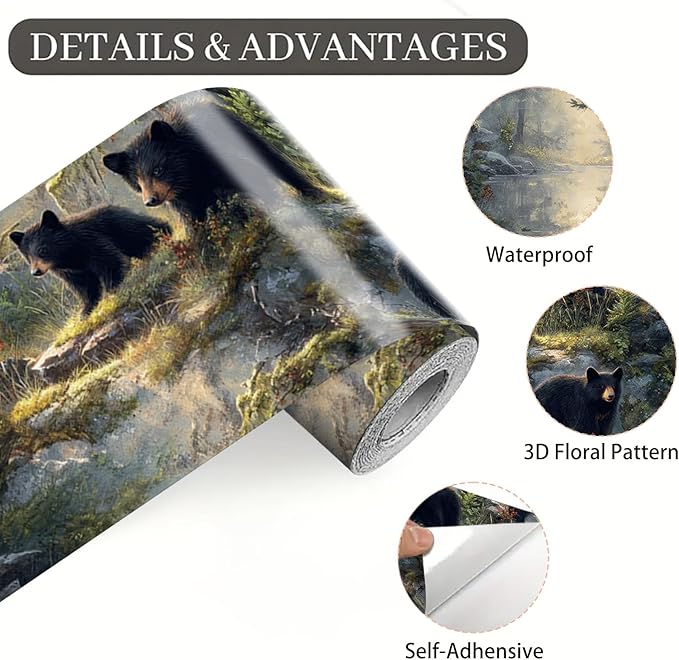 Black Bear Wallpaper Border 196x4 Inch Peel and Stick Wall Border Self Adhesive