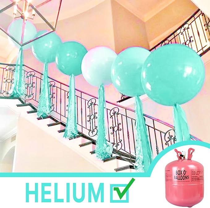 PartyWoo Teal Balloons 4pcs 36 Inch Turquoise Dark Teal Latex Balloons for Baby Shower Wedding Anniversary Gender Reveal Graduation Mermaid Birthday Pool Bachelorette Party Decorations Blue-Y69