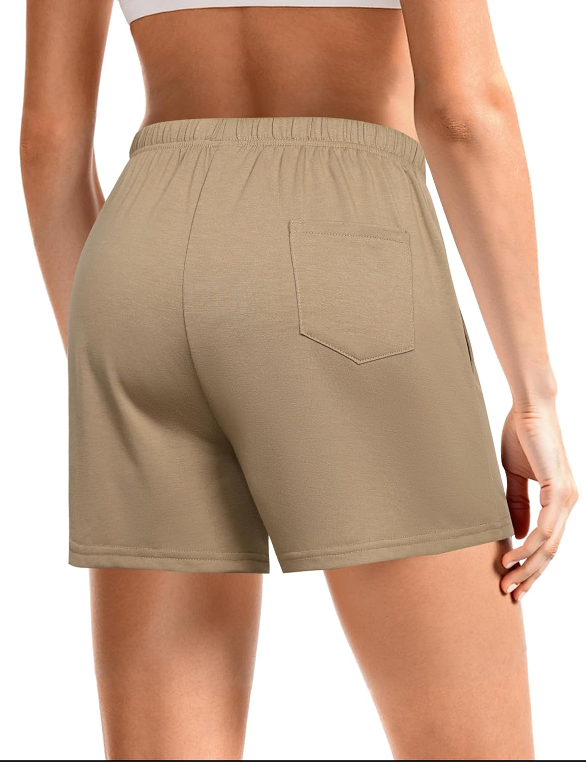 Quenteen Women's High Waist Lounge Shorts - Comfy Drawstring Running Shorts with Pockets