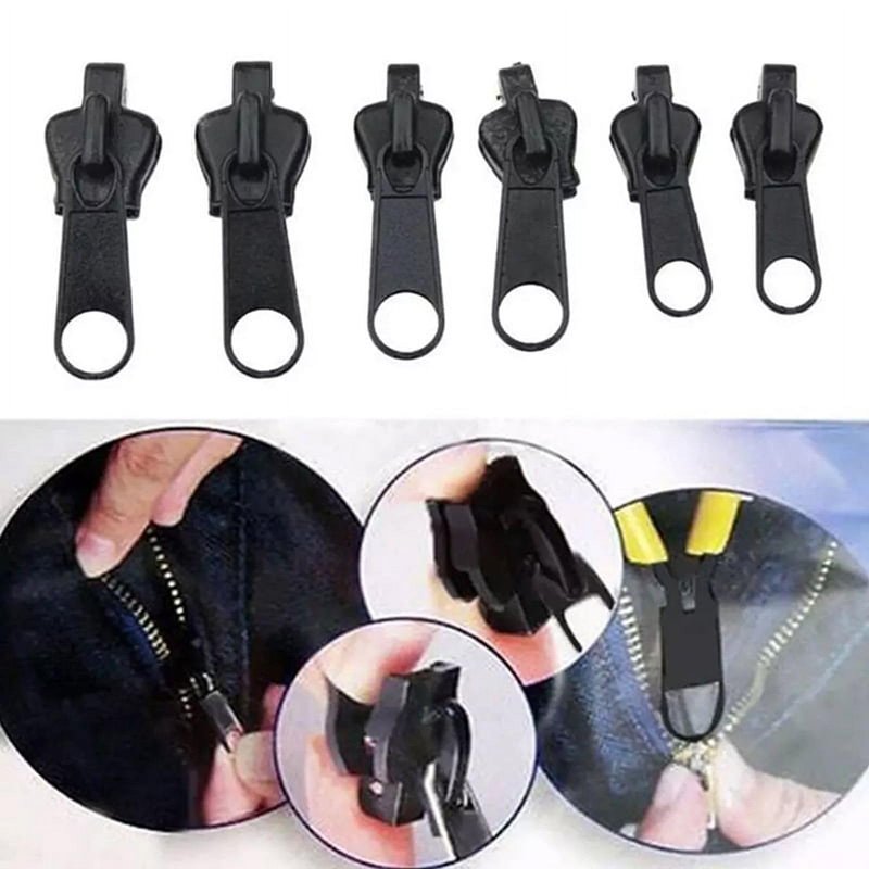 6Pcs Black Fasteners,Fix Zip Puller,Zipper Repair Kit Replacement Zip Slider Teeth Zippers，Design Arts, Crafts and Sewing，Replacement Zipper