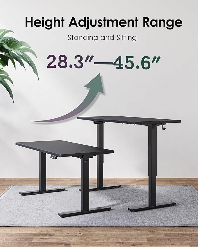 TIQLAB Height Adjustable Electric Standing Desk, 40 x 24 inch, Sit Stand Up Desk, Splice Board, Computer Home Office Desk, Black Top