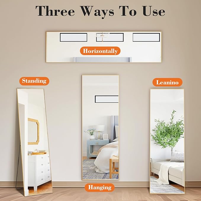 Sweetcrispy 56"x15" Full Length Mirror, Leaning or Standing Full Body Mirror