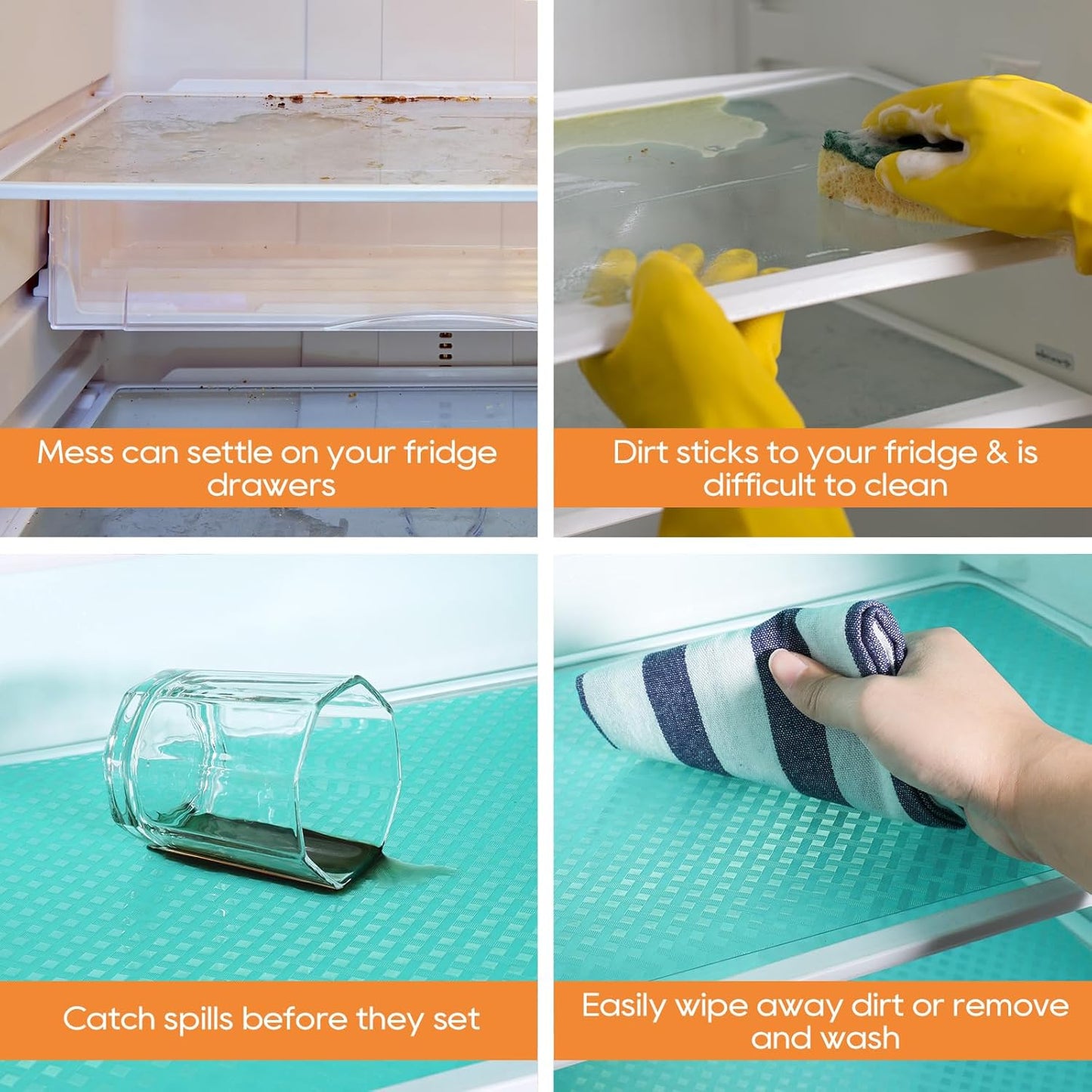 Blue Fridge Liner Shelf Liners for Kitchen Cabinet Refrigerator Liners Waterproof & Oil-Proof Kitchen Cupboard Liner Non Adhesive Drawer Mats EVA Material for Shelves 11.8 x 236.2 Inches