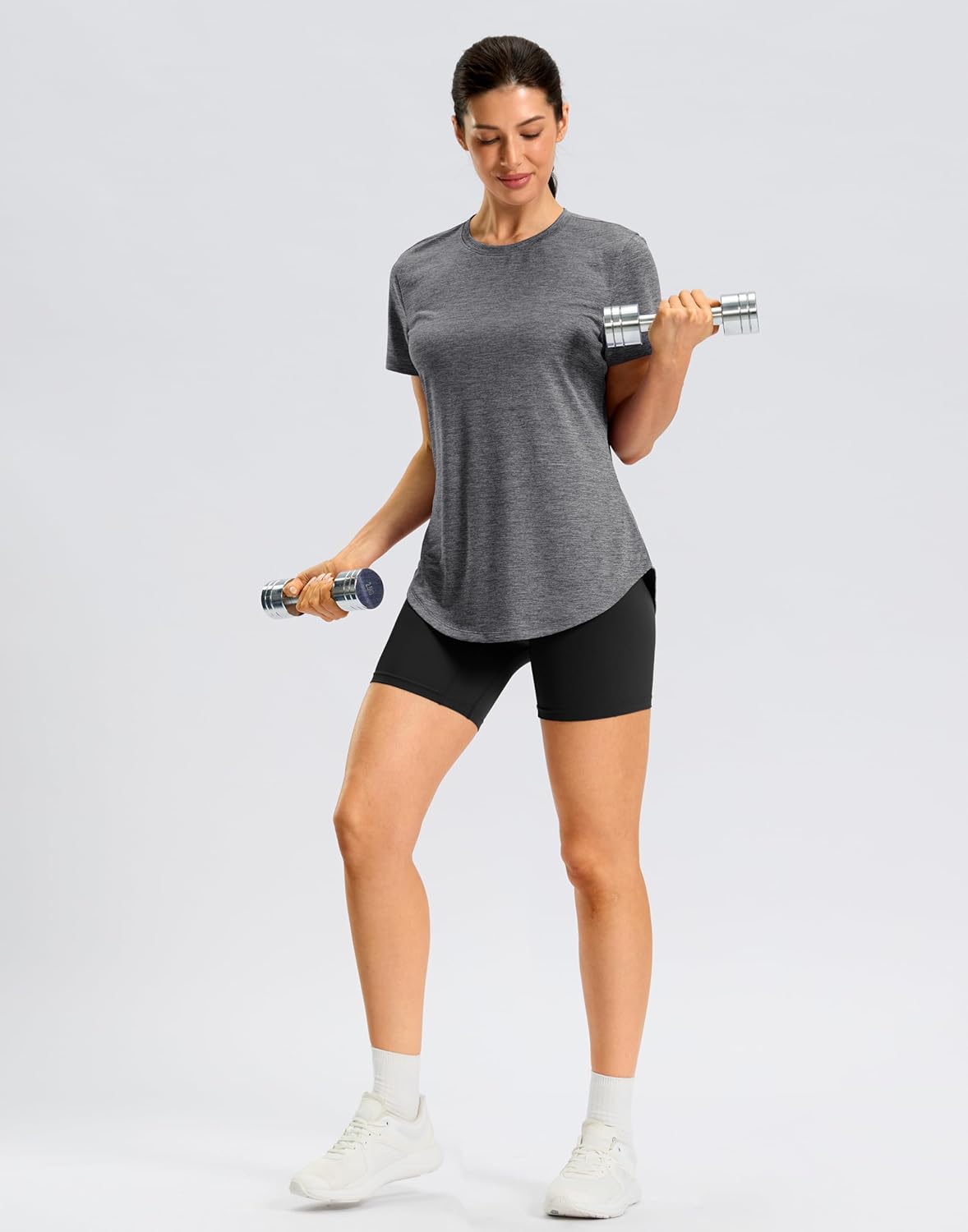 Skiennix Women's Workout Shirt - Lightweight Short Sleeve Dry Fit for Hiking & Running | Bum-Covering Length