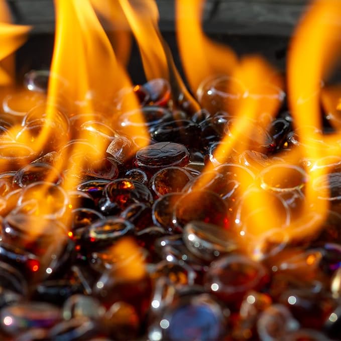 10 Pound 1/2 Inch Fire Glass Diamonds for Natural or Propane Fire Pit Fireplace and Landscaping, 10 Pounds Onyx Black
