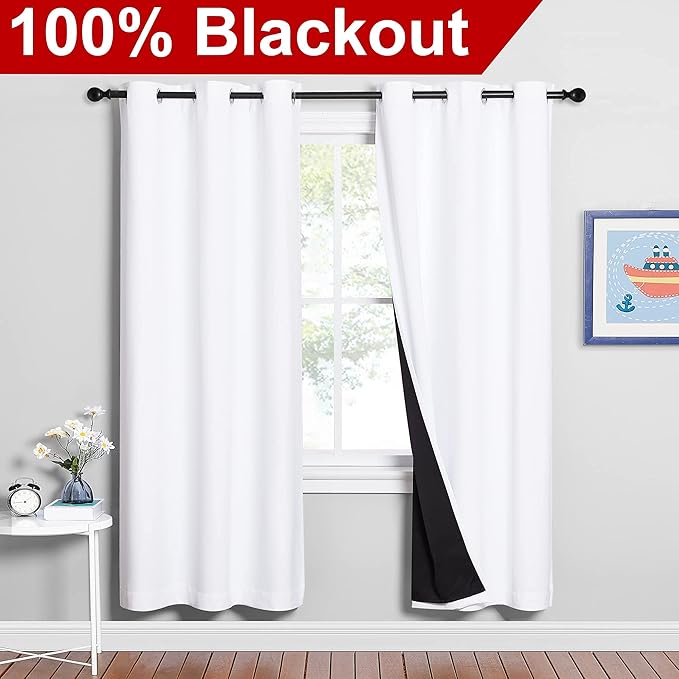 NICETOWN 100% Blackout Window Curtain Panels, Full Light Blocking Drapes