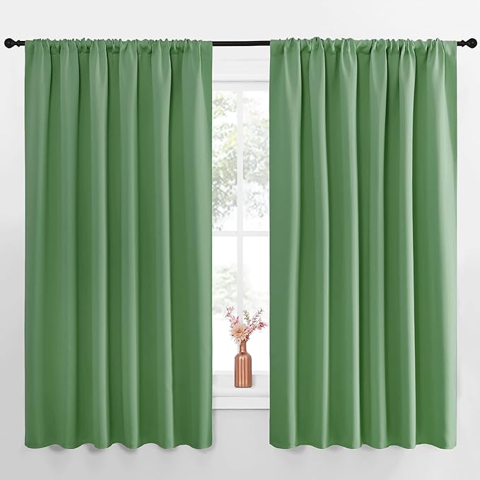 NICETOWN Blackout Curtains for Bedroom, Froest Green, 1 Pair, 62 by 63-inch