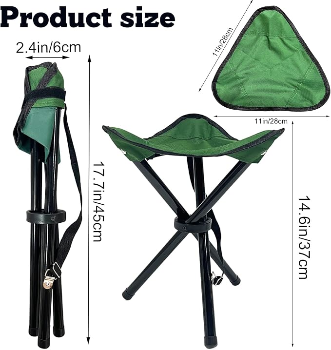Travel Folding Camping Stool, 14.6 inches Tripod Chair and Maximum weight 210 lbs Outdoor Portable Party Chair Fishing Chair Seat for Camping Fishing Hiking Gardening and Beach Garden Painting