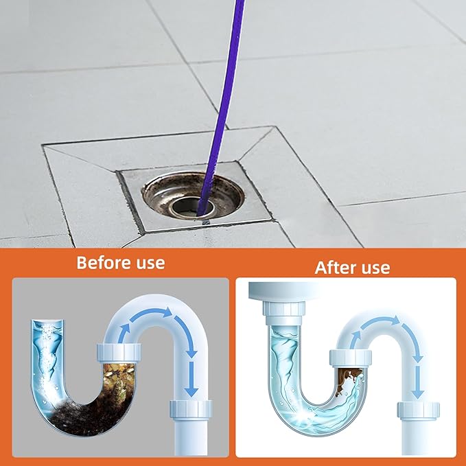 Sewer Jetter Kit for Pressure Washer, 100FT Drain Cleaner Hose 5800PSI with 1/4 Inch NPT Corner, Rotating Nozzle and 4 Different Button Nose Sewer Jet Nozzles, Waterproof Tape and 2 Spanners （Purple）