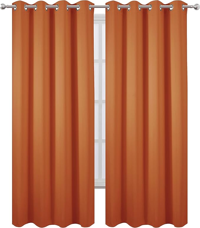 LEMOMO Blackout Curtains 52 x 84 inch/Orange Curtains Set of 2 Panels/Thermal