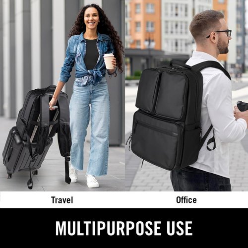 Kenneth Cole REACTION Travel Laptop Backpack - 17-Inch Coated Polyester - Stylish Black Design