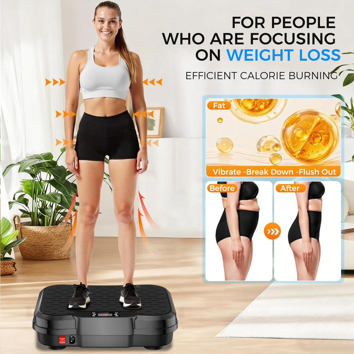 Skiennix Vibration Plate Exercise Machine - 250 Adjustable Speeds for Lymphatic Drainage | Supports 450 Lbs