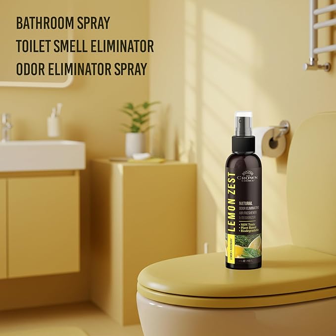 Lemon Zest Natural Air Freshener Spray for Home— Citrus Scent Non-Toxic Odor Eliminator, Long Lasting Freshness — Pet Odor Eliminator, Bathroom Spray, Room Deodorizer—Safe for Kids & Pets - 1PK 4 Oz