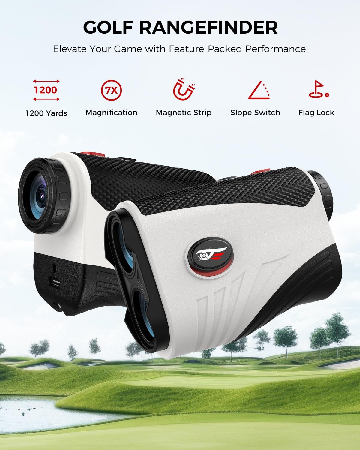 Skiennix Golf Rangefinder - 1200 Yards Laser Range Finder with Slope, Flag Pole Locking & 7X Magnification