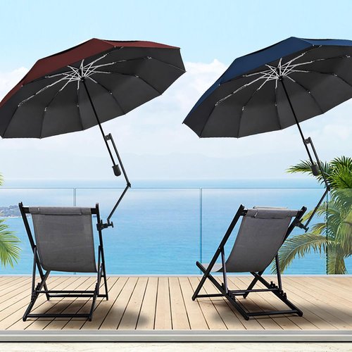 HOBVO Golf Umbrella - UPF 50+ Protection with Adjustable Clamp | Portable for Beach, Golf Cart, Stroller