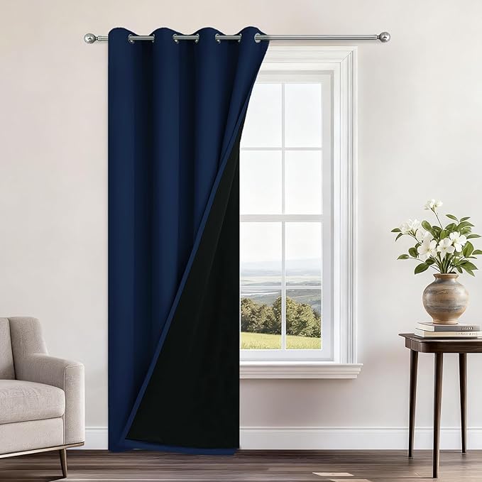 Yakamok 100% Blackout Curtains 96 Inches Long, 2 Thick Layers Heat and Full