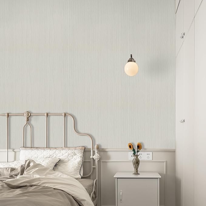 TANONE Beige Grasscloth Peel and Stick Textured Wallpaper 17.7'' x 118''