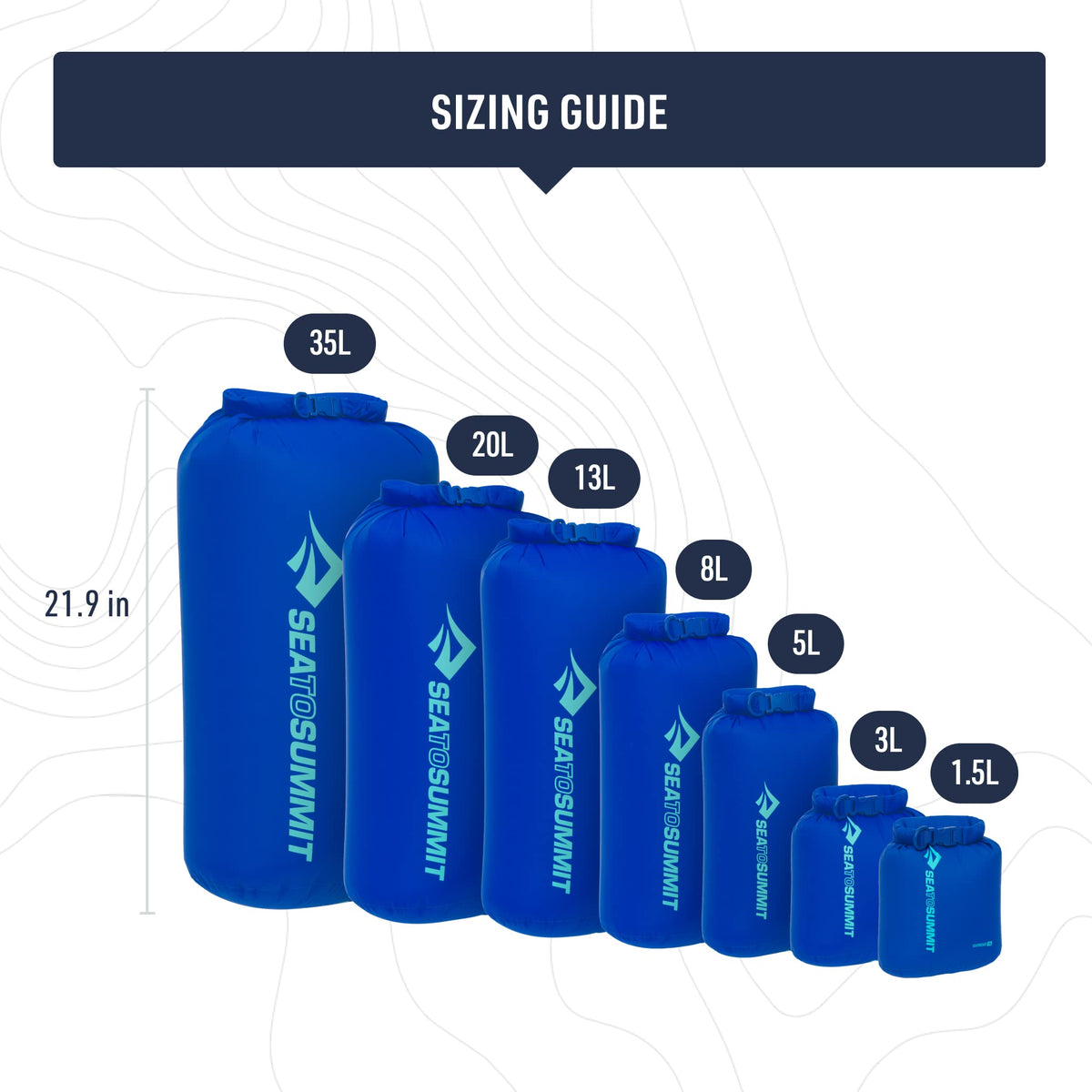 Sea to Summit Lightweight Dry Bag, Multi-Purpose Dry Storage, 5 Liter, Surf Blue