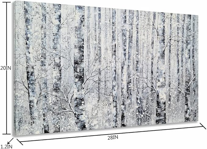 Yihui Arts Modern Birch Tree Canvas Wall Art