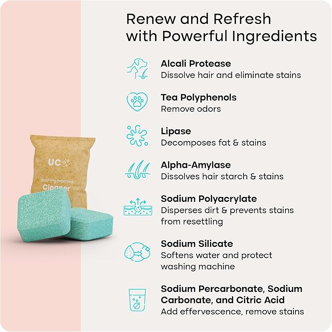 Uproot Clean Hairmageddon Survival Kit & Washing Machine Cleaner Tablets Pro: 3 Uproot Clean Pet Hair Remover Sizes & Washer Machine Cleaning Tablets for Pet Owners - Spotless House & Perfect Laundry