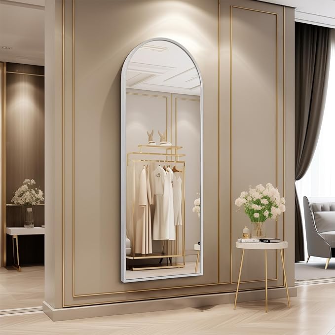 48x16 inches Arch Bathroom Full Length Mirror, Metal Aluminum Frame Modern