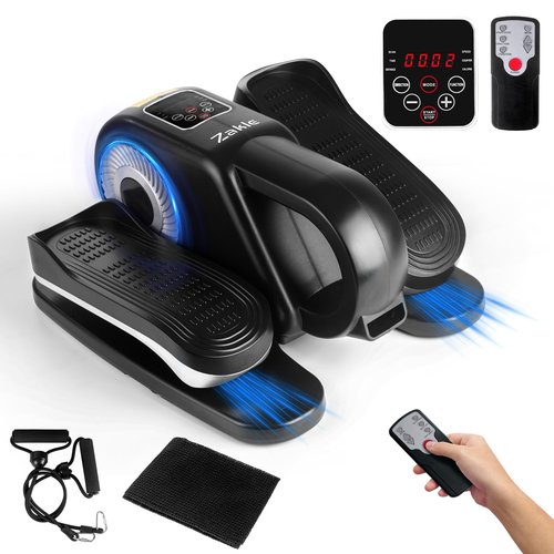 Zakle Under Desk Elliptical Machine, Ellipse Leg Exerciser w/Remote Control & 12 Adjustable Speeds, Noiseless Ellipse Leg Exerciser, Fully Assembled Elliptical Training Machine (Silvery)