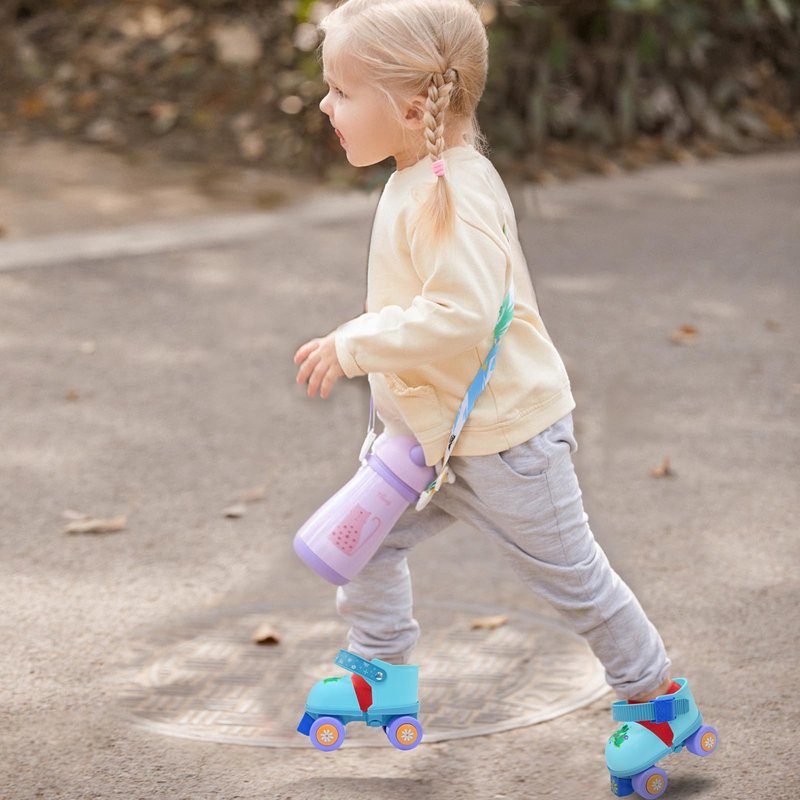 WELLWON Kids Roller Skate for Girls Boys, Adjustable Inline Toddler Rollerskates, Children Beginner Roller Skates Quad-Style 4 Wheel for Indoor Outdoor Sports, Easy Training