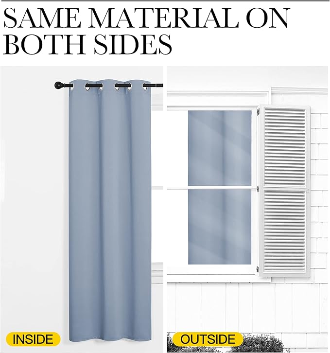 NICETOWN Vintage Blue Blackout Curtains 78 inches Length