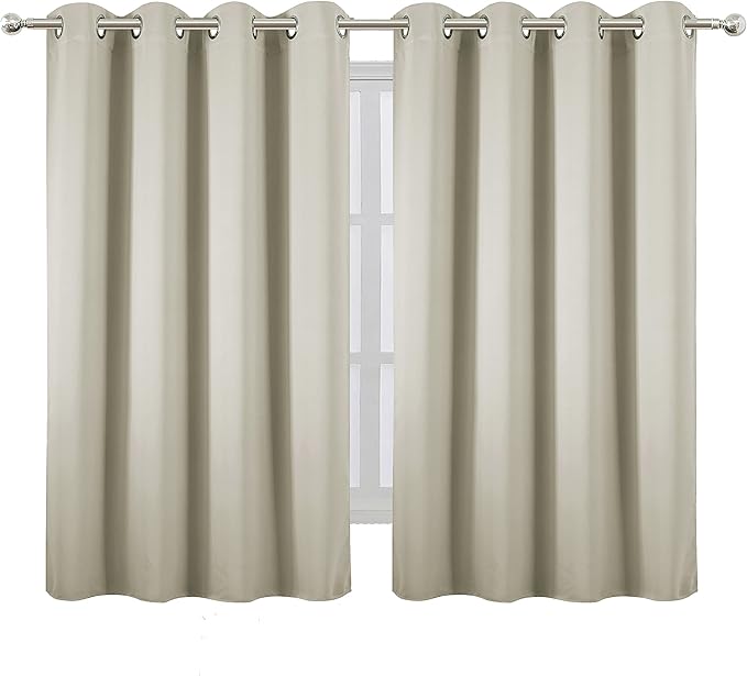 LEMOMO Light Beige Thermal Blackout Curtains/52 x 54 Inch/Set of 2 Panels Room