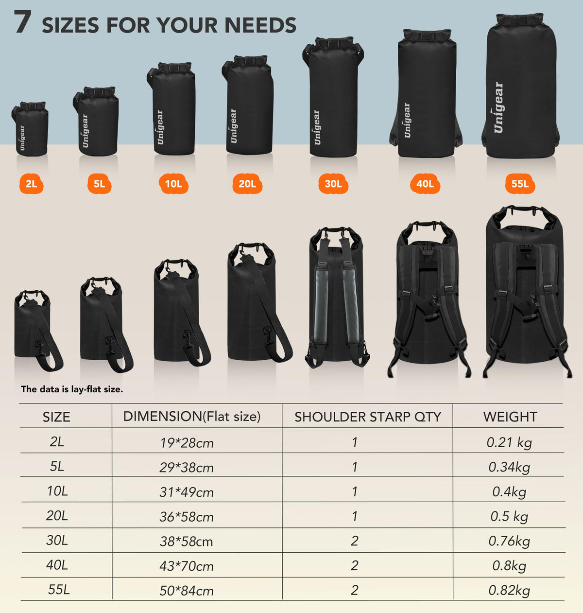 Unigear Dry Bag Waterproof, Floating and Lightweight Bags for Kayaking, Boating, Fishing, Swimming and Camping with Waterproof Phone Case
