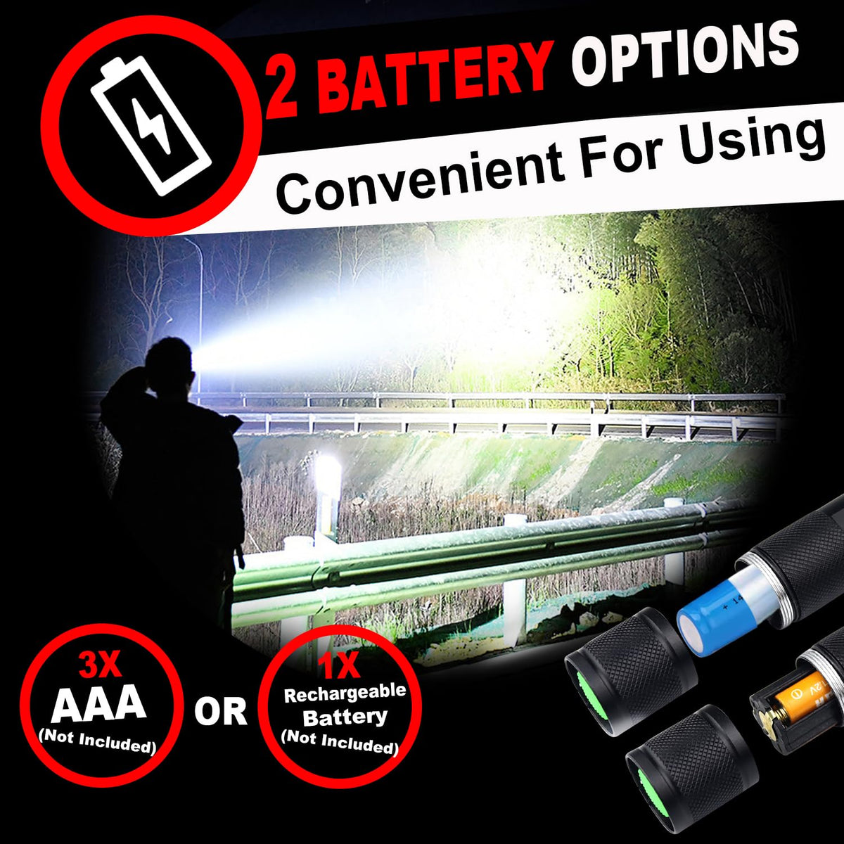 HinsGEAR 1 Mode Flashlights 10 Pack, Bright Zoomable LED Tactical Flashlight High Lumens, Water Resistant Portable Pocket Flash Light for Emergency, Camping Essentials, Gift - SL2000