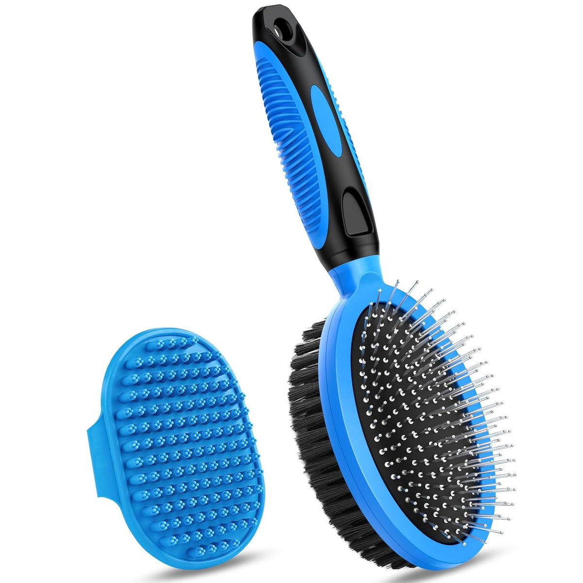 Skiennix Pet Grooming Tools - Double-Sided Brush for Shedding & Bathing | Suitable for Dogs, Cats & Horses (Blue)
