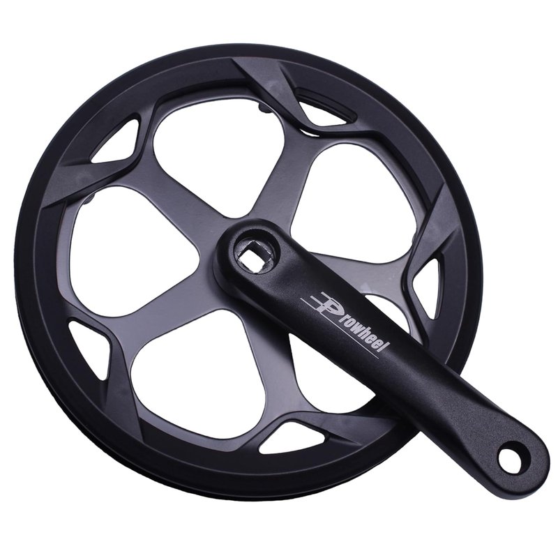 PROWHEEL 152MM/160MM/165MM/170MM/175MM Bike Crankset,46T/48T/52T Steel Chainring Bike Crank Arm Set,Double ChainWheel and Replacement Chain Guard,Compatible with City Bike,MTB,Electric Bicycle,Cargo