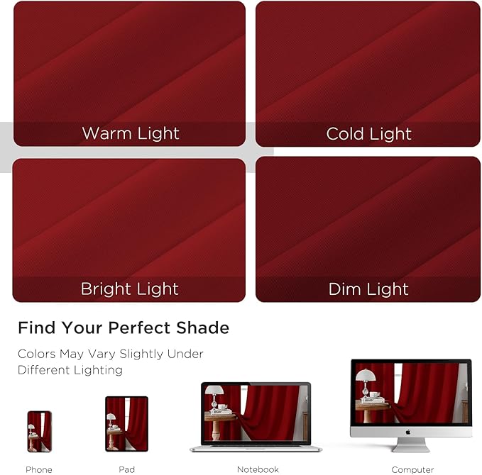CUCRAF Red Blackout Curtains Customize, Rod Pocket Room Darkening Curtain