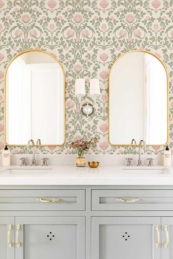YXTII Peel and Stick Wallpaper Pink Floral Damask Wallpaper