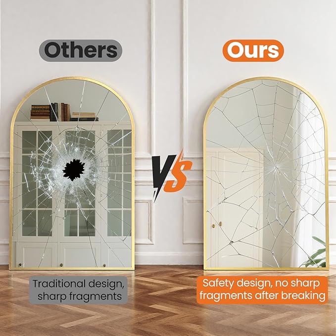 Sweetcrispy 38"x30" Arched Gold Bathroom Mirrors