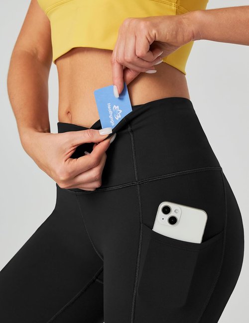 Heathyoga Capri Leggings - High Waisted Tummy Control with Pockets for Women | Comfortable Fit