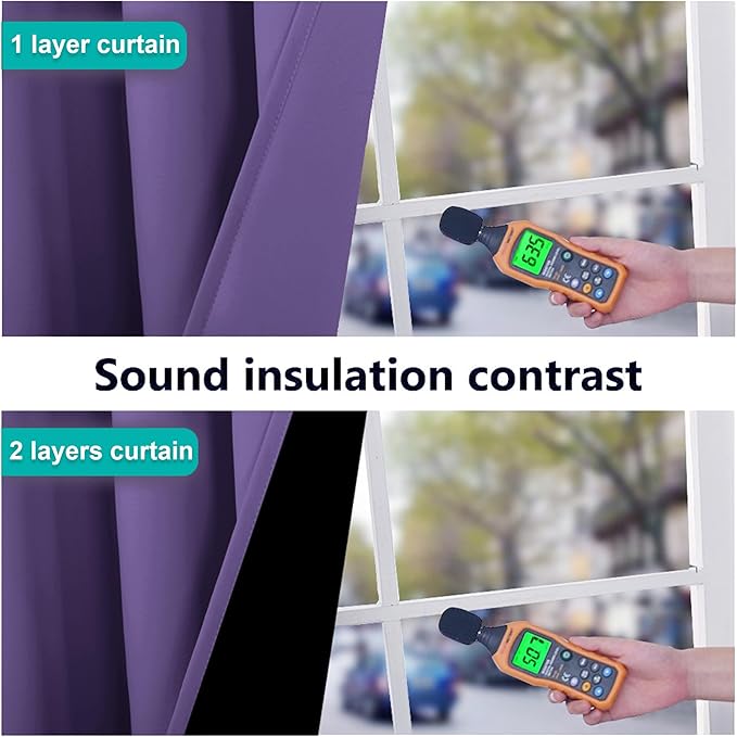 NICETOWN Lilac Purple 100% Blackout Curtains 45 inches Long, Thermal Insulated