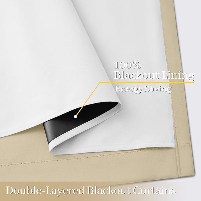 Yakamok 100% Blackout Curtain Panels 84 inches Cold and Light Blocking Drapes