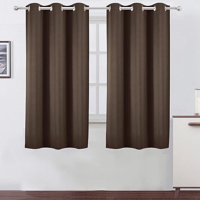LEMOMO Chocolate Brown Blackout Curtains 40 x 63 Inch Length/Set of 2 Curtain