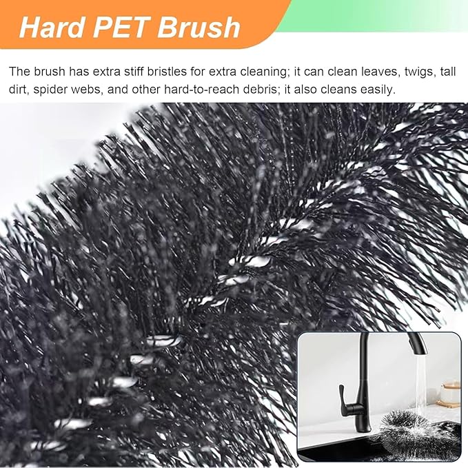 Outdoor Patio Rain Gutters Clean Kit with PET Brushes & Non-slip Handle for Debris Removal, 5.5ft 6.5feet 7.5foot Long Gutter Cleaning Tool From the Ground(7.5ft)