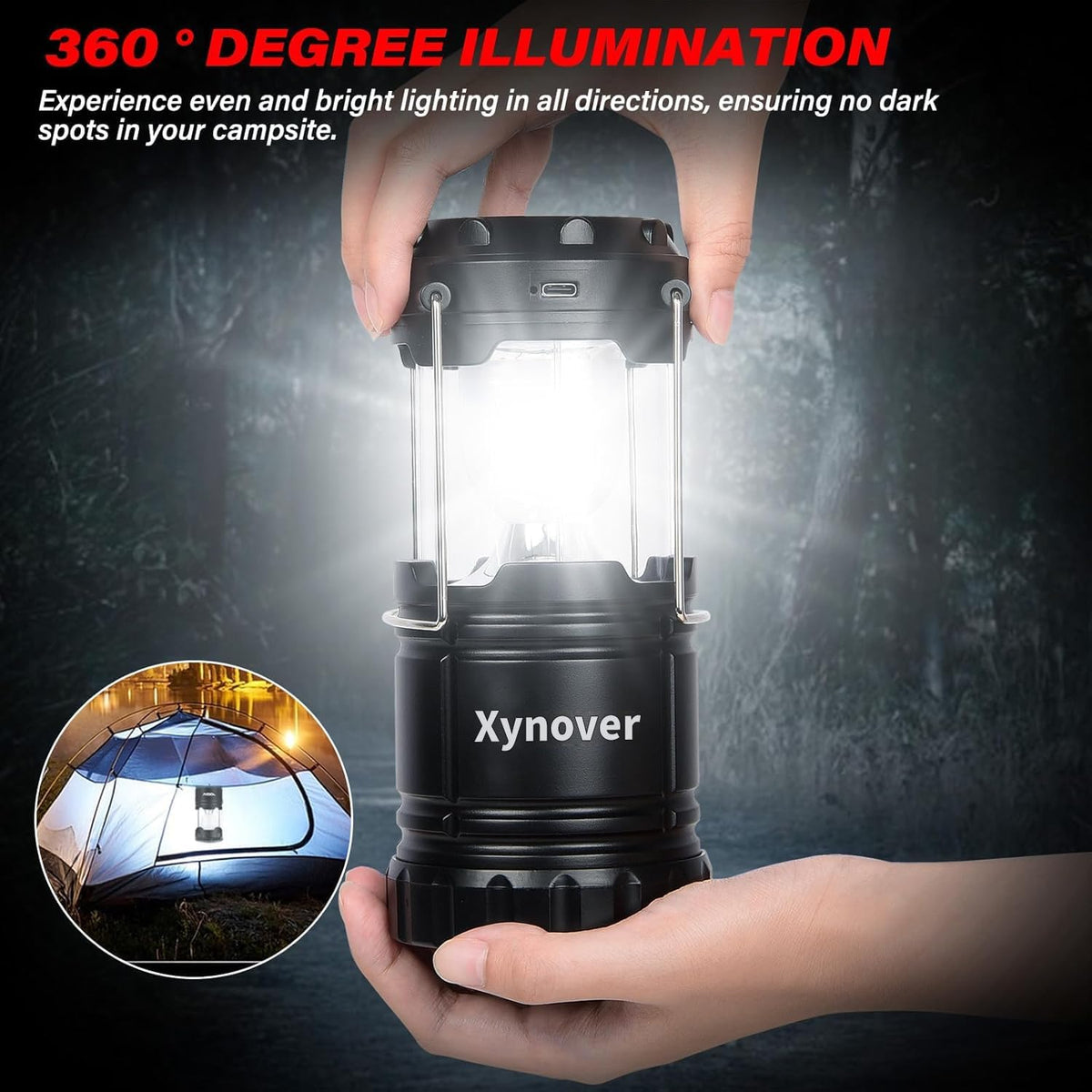Skiennix 4-Pack Solar Camping Lanterns - Rechargeable LED with USB & Magnetic Base | Waterproof & Collapsible for Emergencies, Hiking, and Power Outages