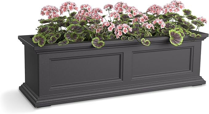 Mayne Fairfield 2ft Window Box, Self Watering Flower Box with Double Wall Design, All Season Fade Resistant Outdoor Window Planter with Steel Mounting Bracket, Graphite Grey
