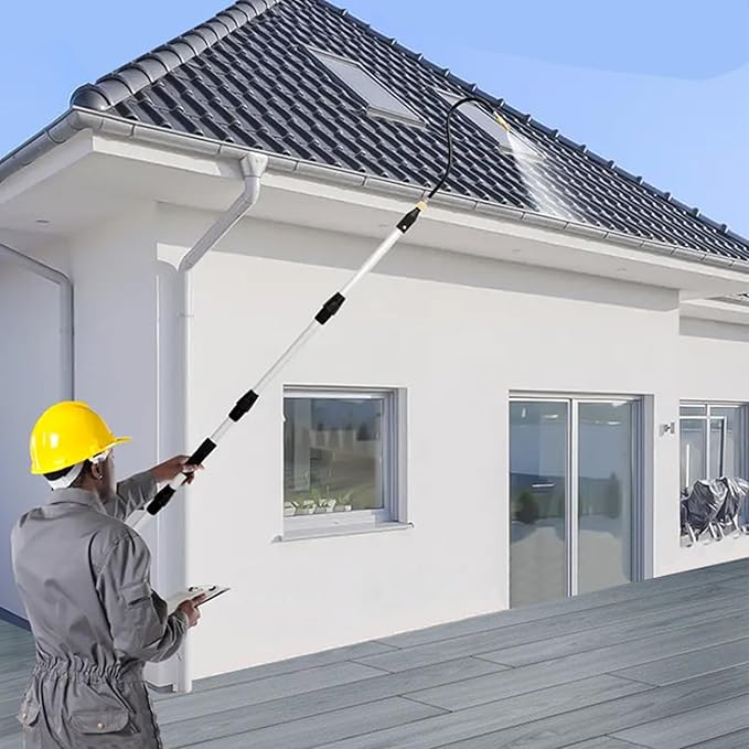 Gutter Cleaning Tool From The Ground, With Extended Reach Capability, 200x2x2cm, Adjustable Length Gutter Cleaner Pole, Rotating Roof Wand, Extendable Telescopic Design, For House Leaves Trash